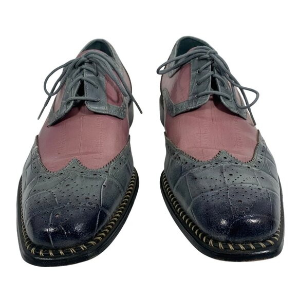 Fortune From Liberty Mens Gray Pink Leather Wingtip Oxford Dress Shoes US 10 - Picture 1 of 10